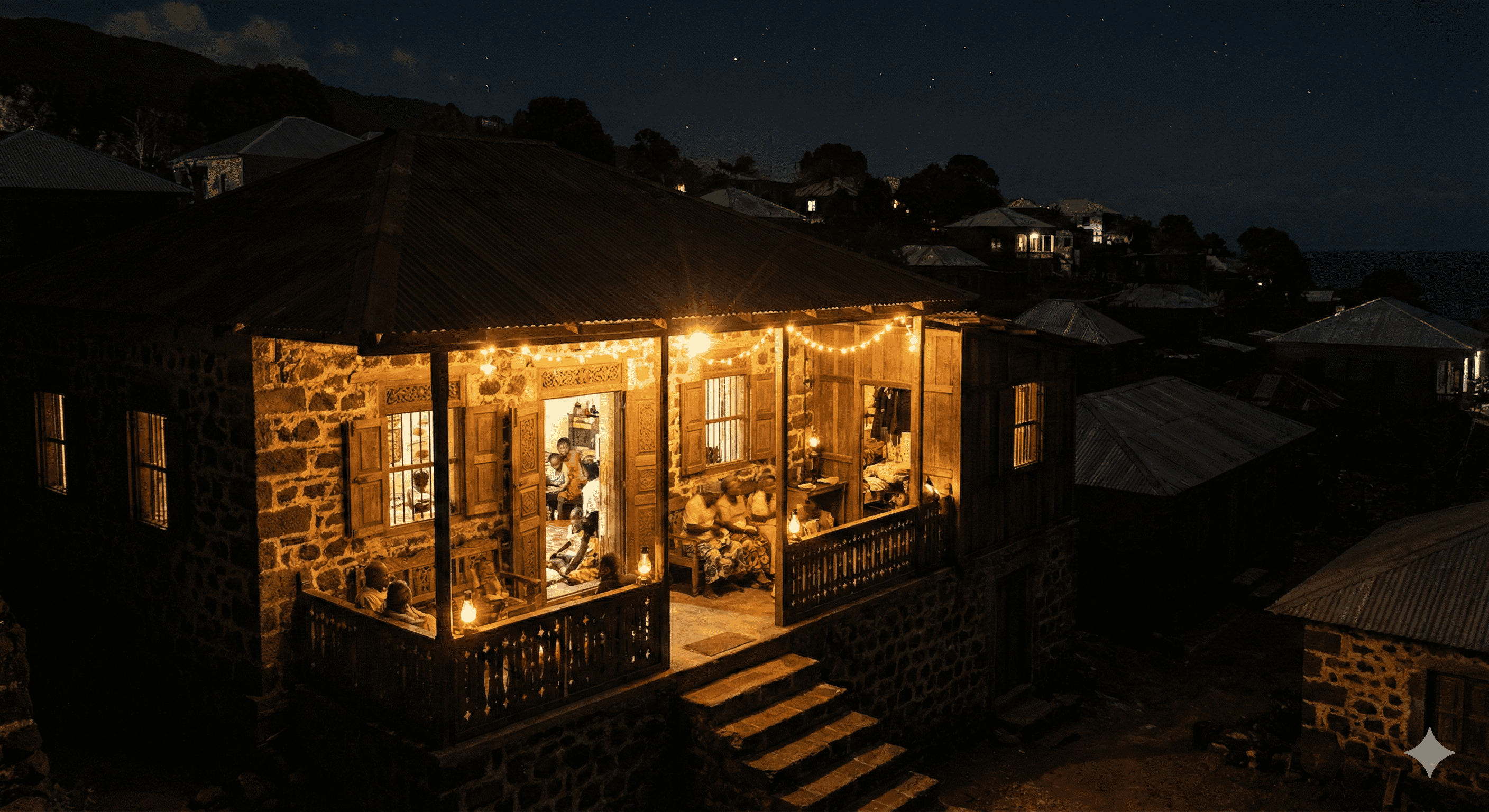 Maison éclairée la nuit